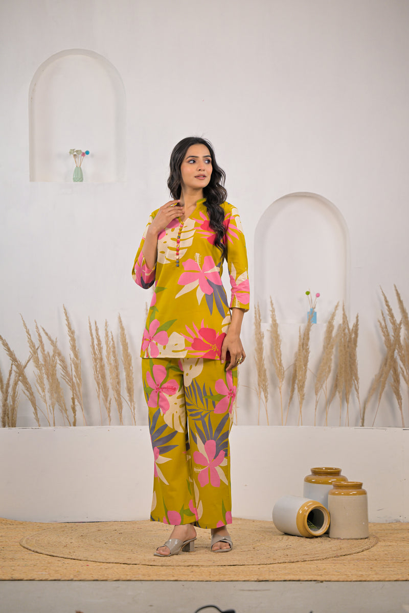 Girl cotton co ord set kurti and pant
