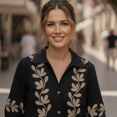 Black Embroidered Cotton Set Zoomed