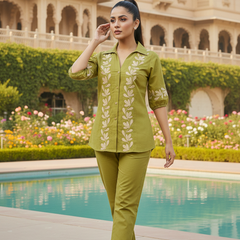 Green Cotton Co-Ord Standing