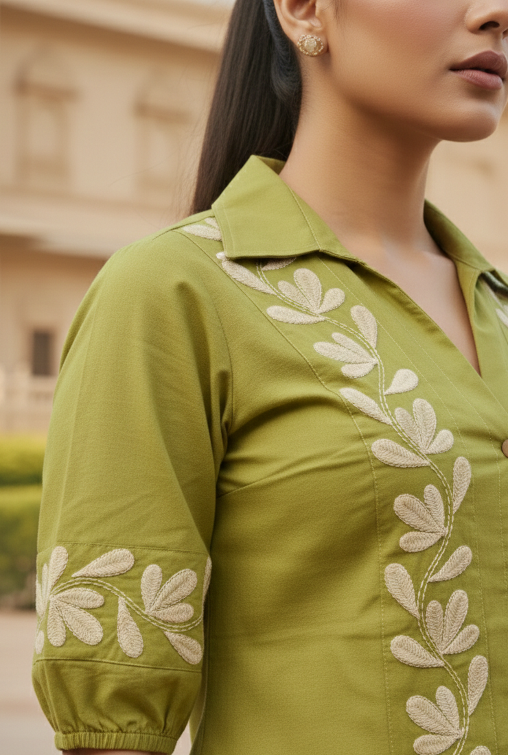 Green Cotton Co-Ord Sleeves