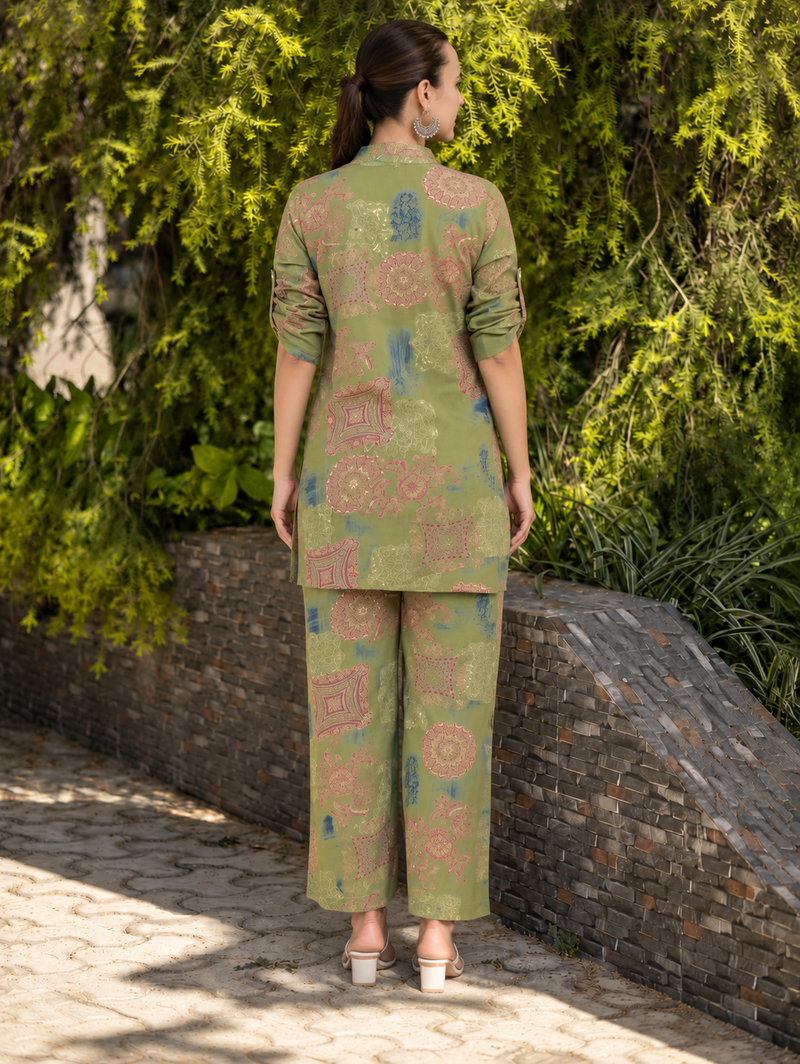 Green Co-Ord Set with Palazzo Pant