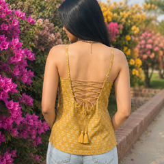Floral Print Cotton Rust Brown Top