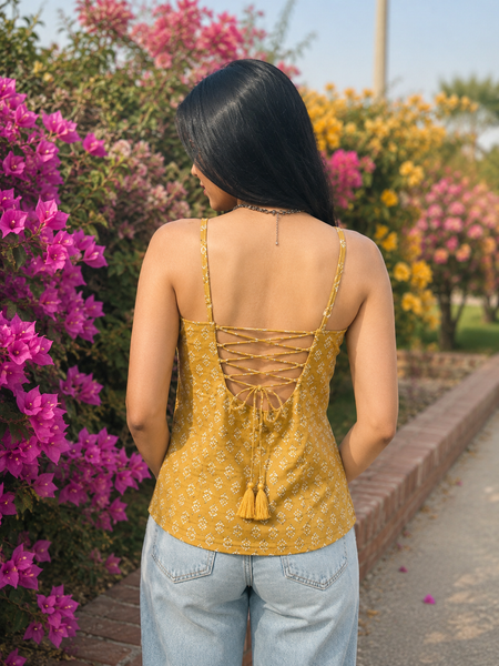 Floral Print Cotton Rust Brown Top