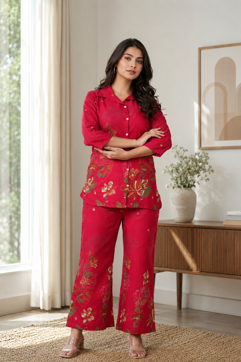 Pink Co-Ord Set with Palazzo Pants