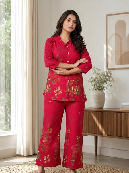 Pink Co-Ord Set with Palazzo Pants