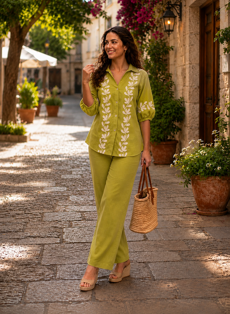 Embroidered Cotton Co-Ord Set For Women