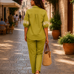Embroidered Cotton Co-Ord Set For Women