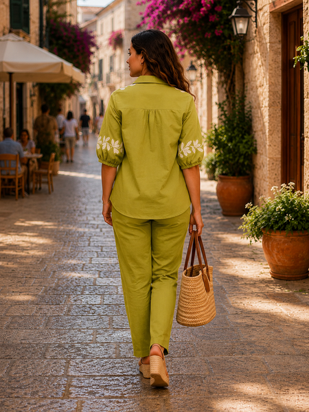 Embroidered Cotton Co-Ord Set For Women