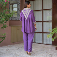 Purple Embroidered Co-Ord Set