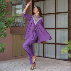 Purple Embroidered Co-Ord Set