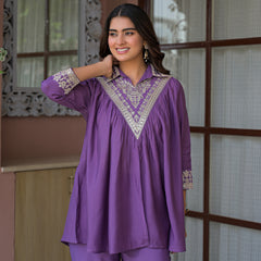 Purple Embroidered Co-Ord Set