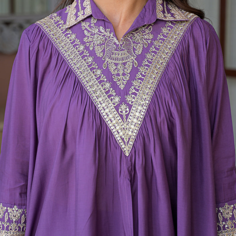 Purple Embroidered Co-Ord Set