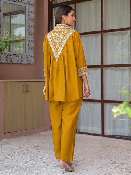 Mustard Yellow Embroidered Co-Ord Set