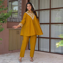 Mustard Yellow Embroidered Co-Ord Set
