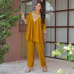Mustard Yellow Embroidered Co-Ord Set