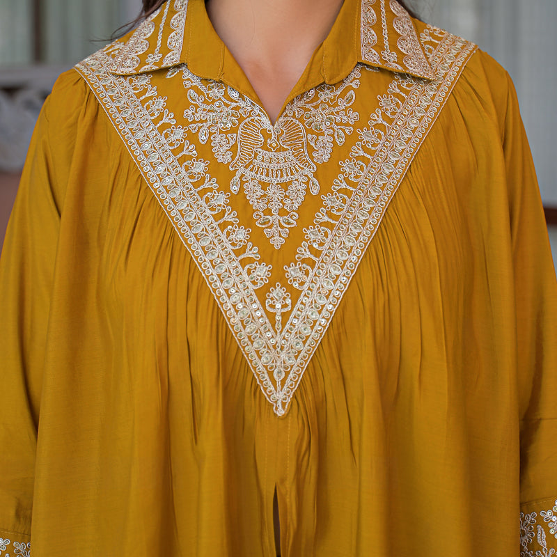 Mustard Yellow Embroidered Co-Ord Set