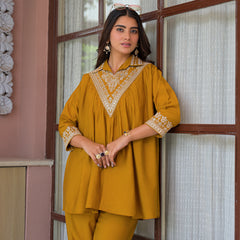 Mustard Yellow Embroidered Co-Ord Set