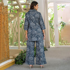 GrayFloral Printed Cotton Co-ord Set