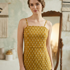 Floral Print Cotton Mustard Top