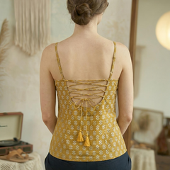 Floral Print Cotton Mustard Top