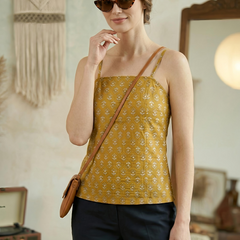 Floral Print Cotton Mustard Top