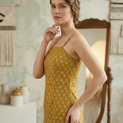 Floral Print Cotton Mustard Top