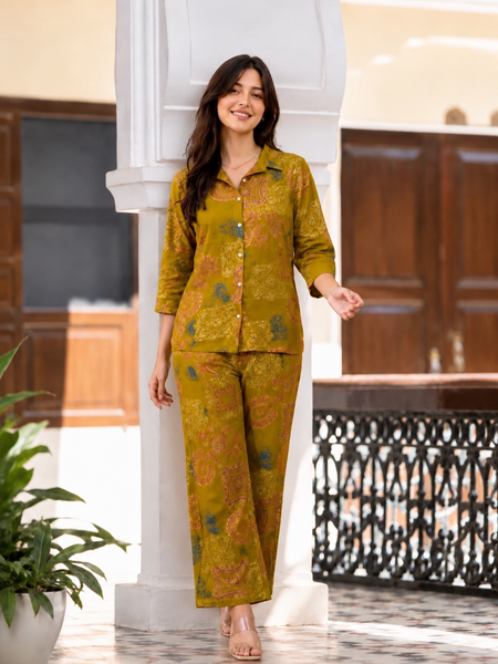 Mustard Co-Ord Set with Palazzo Pants