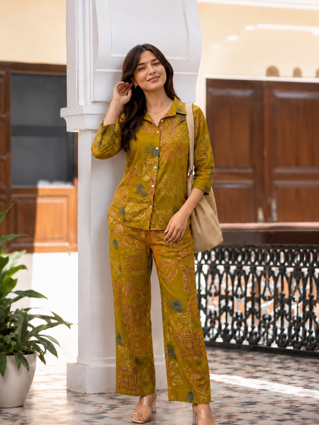 Mustard Co-Ord Set with Palazzo Pants