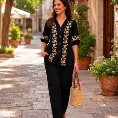 Embroidered Cotton Co-Ord Set For Women