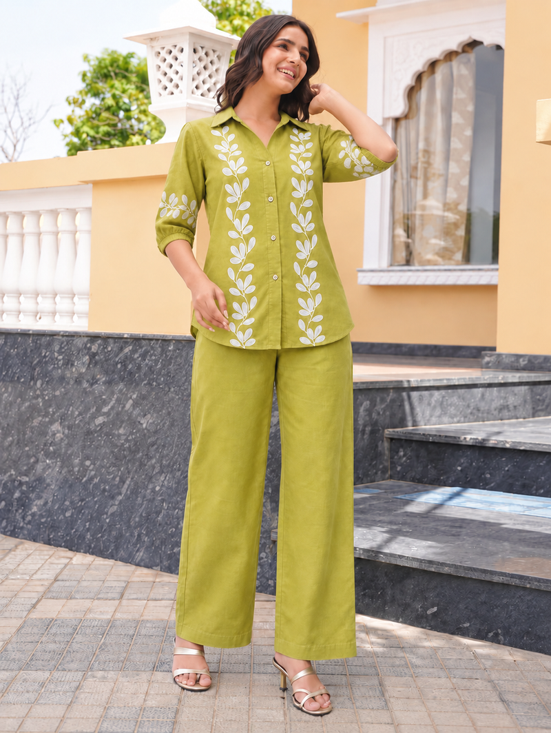 Embroidered Cotton Co-Ord Set For Women