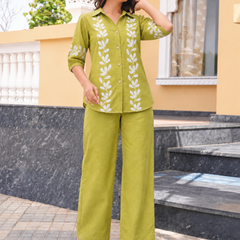 Embroidered Cotton Co-Ord Set For Women