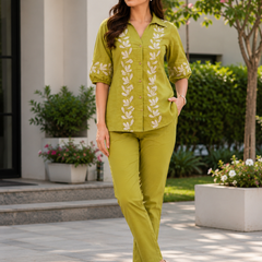 Embroidered Cotton Co-Ord Set For Women