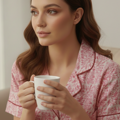 Cotton floral sleepwear shorts set woman