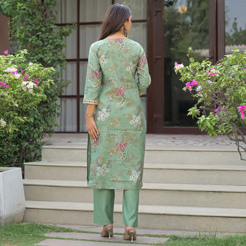 Festive Floral Printed Kurta Set with Dupatta