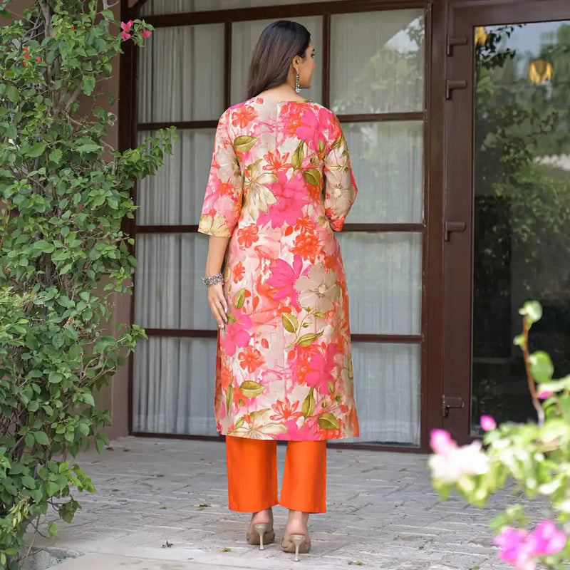 Floral Printed Embroidered Kurta Set with Dupatta