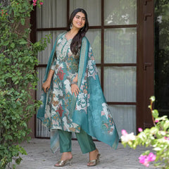 Floral Printed Straight Kurta Set with Dupatta