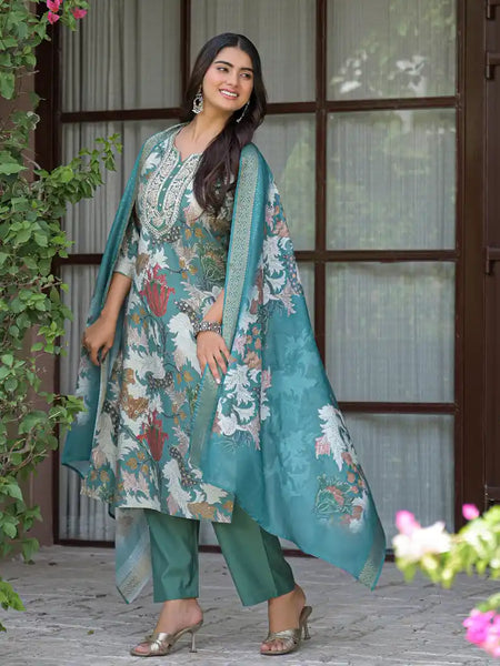 Floral Printed Straight Kurta Set with Dupatta