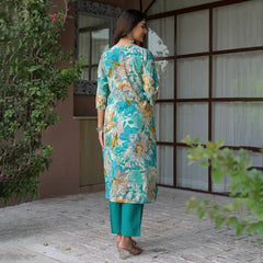 Floral Printed Embroidered Kurta Set with Dupatta