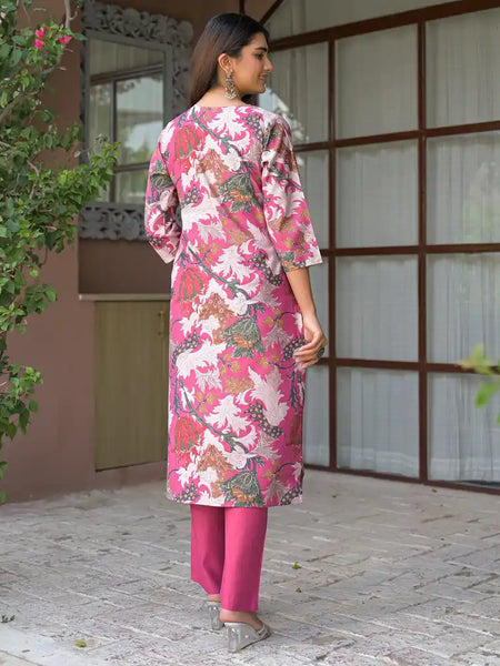 Floral Printed Straight Kurta Set with Dupatta