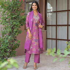 Festive Floral Printed Kurta Set with Dupatta