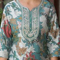 Floral Printed Straight Kurta Set with Dupatta