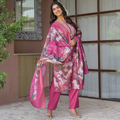 Floral Printed Straight Kurta Set with Dupatta