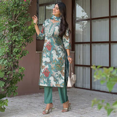 Floral Printed Straight Kurta Set with Dupatta