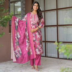 Floral Printed Straight Kurta Set with Dupatta