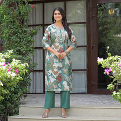Floral Printed Straight Kurta Set with Dupatta