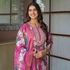 Floral Printed Straight Kurta Set with Dupatta