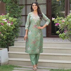 Festive Floral Printed Kurta Set with Dupatta
