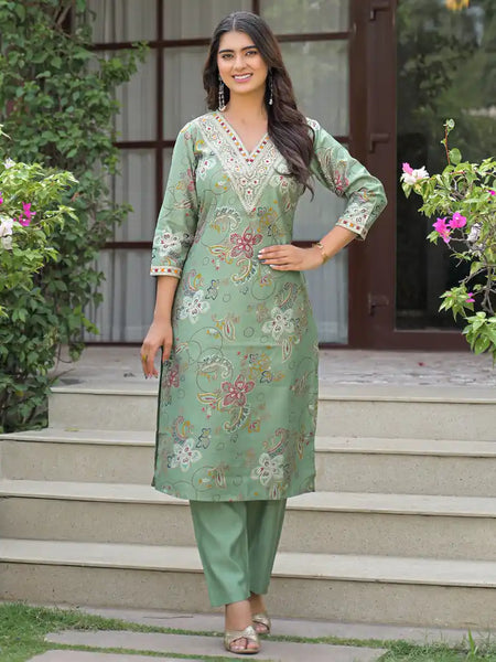 Festive Floral Printed Kurta Set with Dupatta
