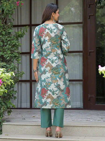 Floral Printed Straight Kurta Set with Dupatta