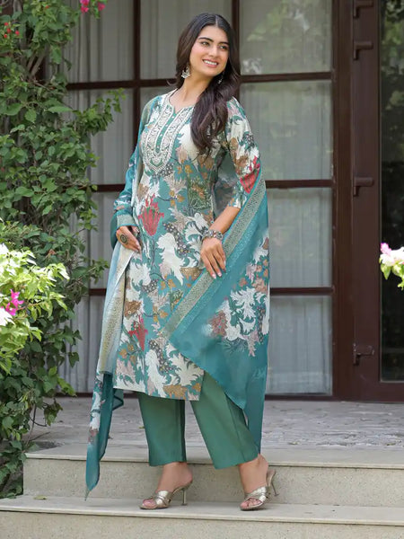 Floral Printed Straight Kurta Set with Dupatta